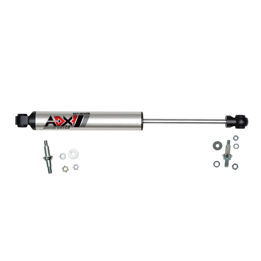 2055 – SKYJACKER Steering Stabilizer, Single Silver Stabilizer Without Shock Boot Mounts To OE Locations